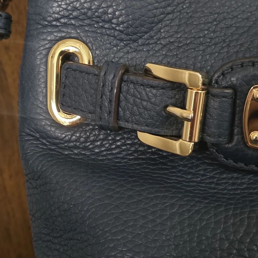 Michael Kors Dark Blue Crossbody Bag with Gold Accents - Picture 8 of 12